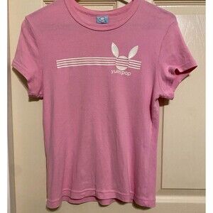 Vintage RARE Yum Pop Pink Bunny Womens Junior Baby Tee T-shirt Top 90s Skate M/L